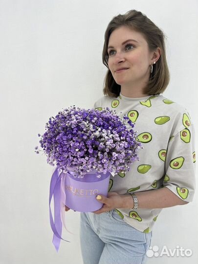 Букет из гипсофилы в коробке Доставка