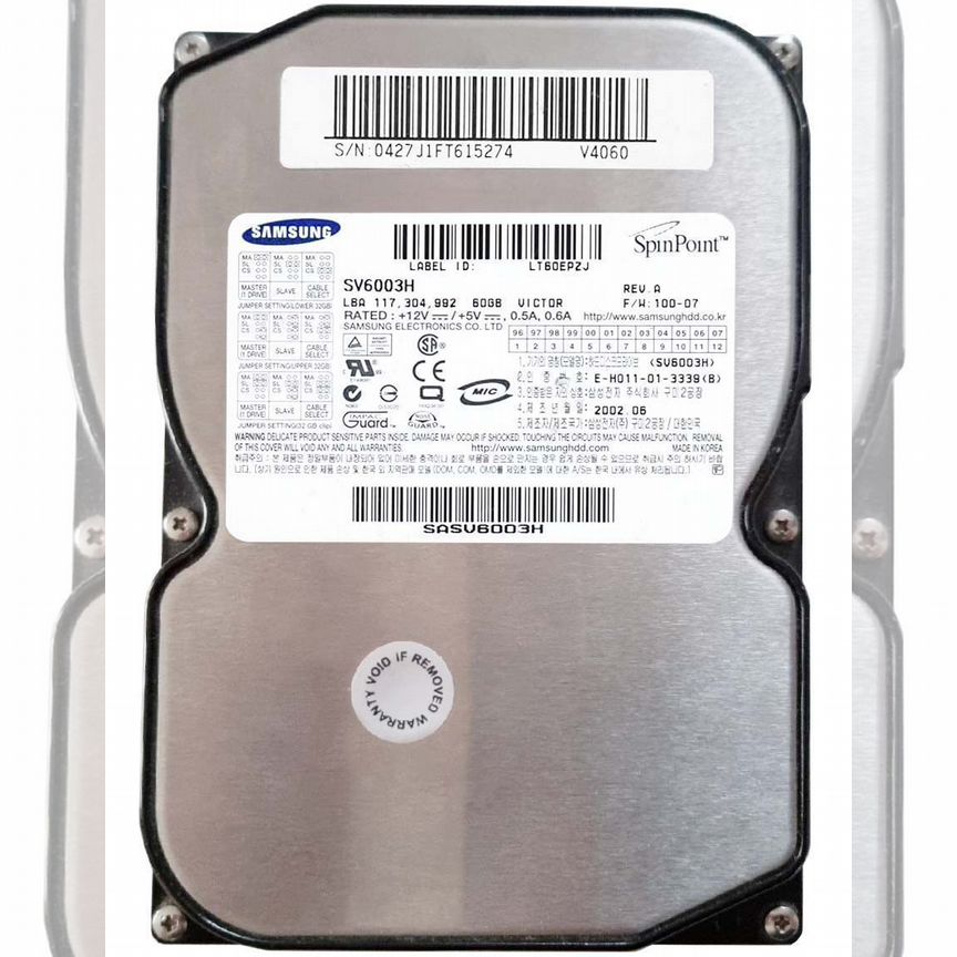 [SV6003H] Жесткий Диск Samsung 60gb Ide 3,5" Hdd Sv6003h