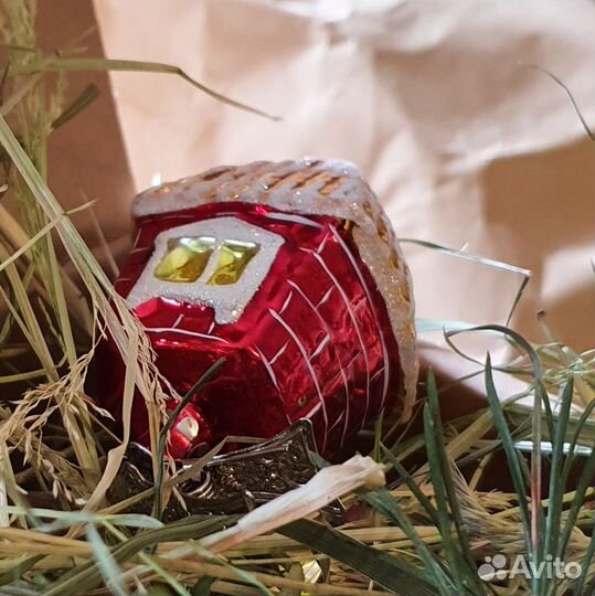 Набор стеклянных елочных игрушек 3 поросенка