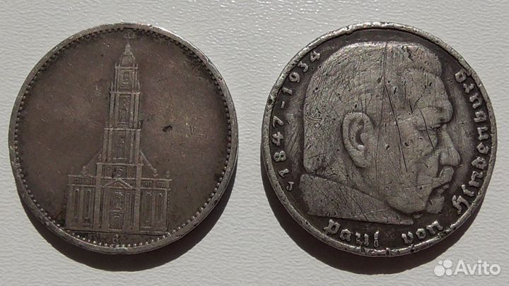 Серебряные монеты 5 марок 1935 год