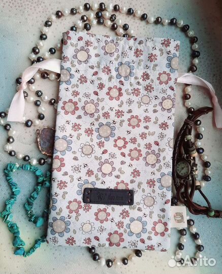 Мешочек для карт Таро с цветами на белом