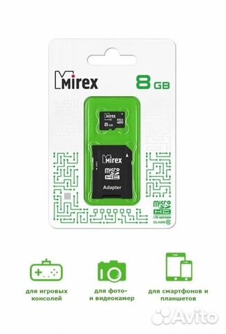 Карта памяти Mirex microSD 8, 16 гб