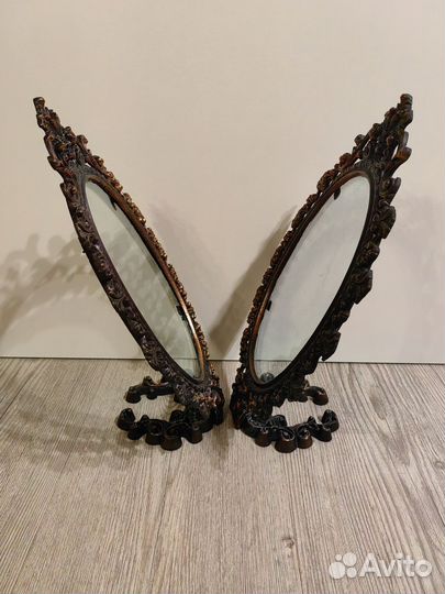 Две винтажные овальные рамки,металл под медь
