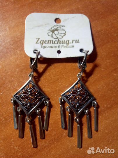 Серьги посеребрение, натуральные камни