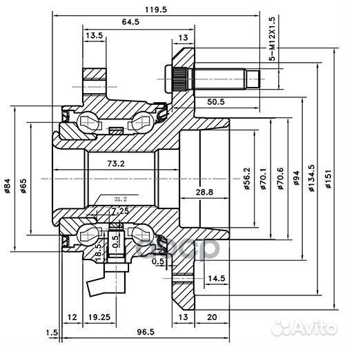 Ступица задняя зад лев Z89373R Zikmar