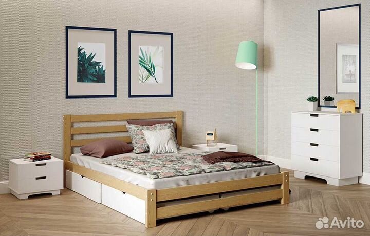 Кровать из натурального дерева 2-спальная 