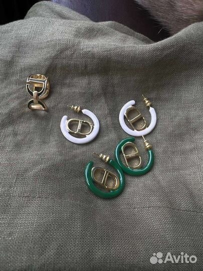 Серьги Диор Эмаль Dior кольцо