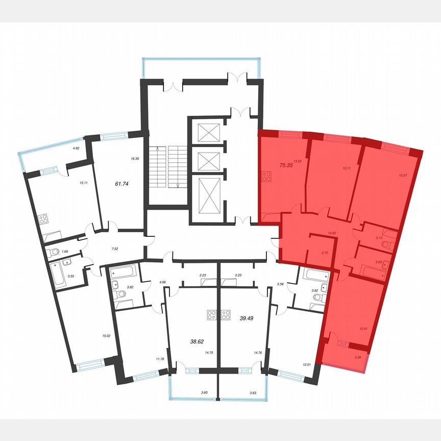 3-к. квартира, 77 м², 4/22 эт.