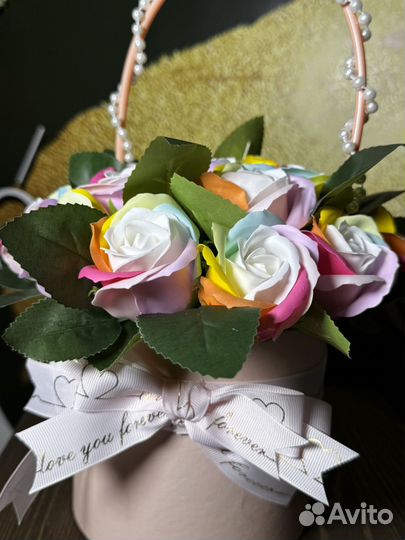 Корзина мыльных цветов,подарок на 14 февраля
