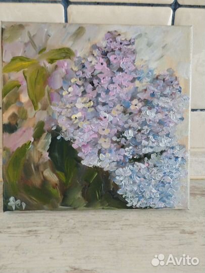 Картина маслом на холсте цветы Сирень