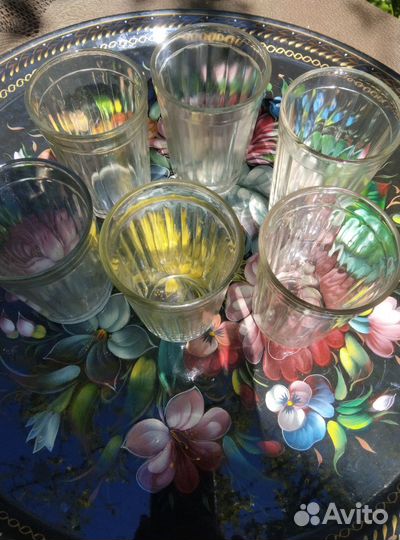 Стаканы гранёные СССР, набор из 9 штук