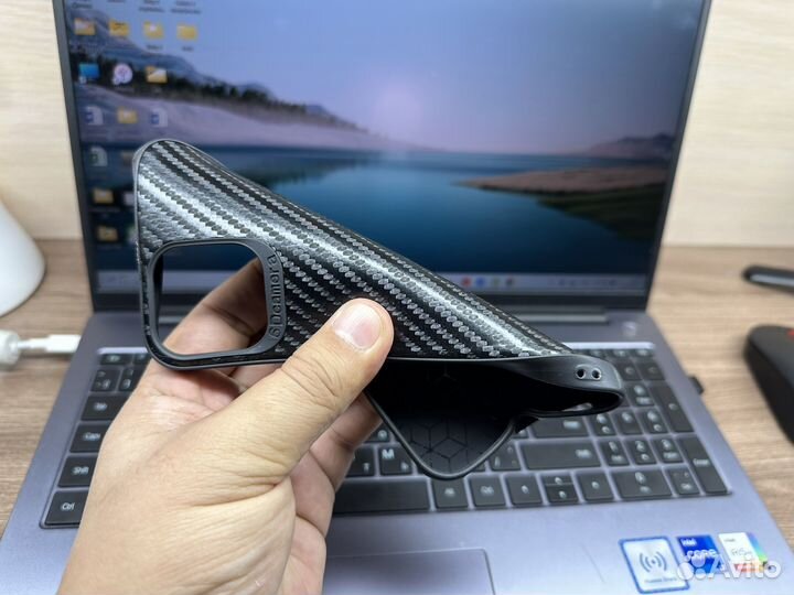 Чехол на iPhone 12 pro max карбон