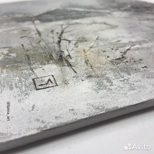 Картина масло зимний пейзаж