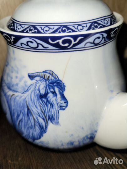 Чайник заварочный фарфоровый гжель