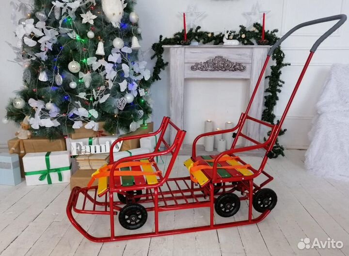 Санки усиленные для двойни и погодок Богатырь