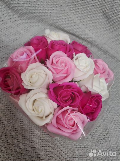 Букет из мыльных роз в коробке 15 шт подарок