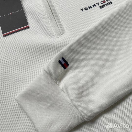 Tommy hilfiger свитшот полузамок белый