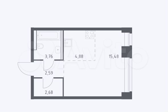 Квартира-студия, 29,4 м², 4/12 эт.