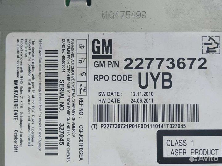 Штатная магнитола на chevrolet cruze