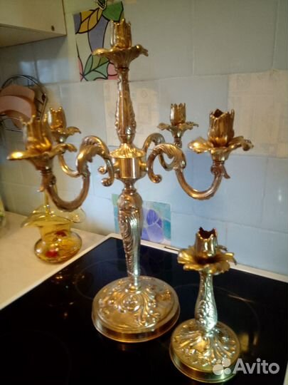 Подсвечники-канделябры латунные, СССР