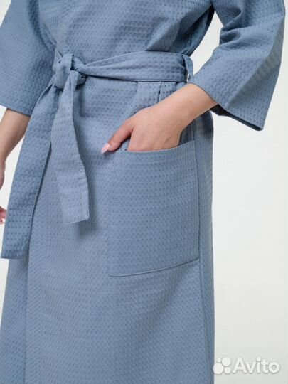 Халат вафельный 48-50 серый