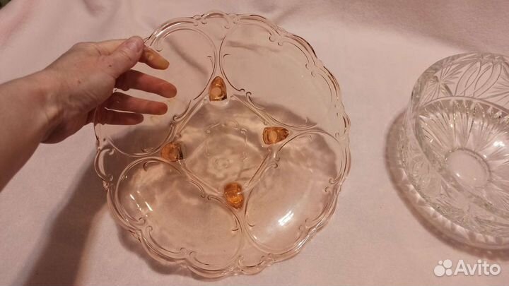 Винтаж блюдо из цветного стекла
