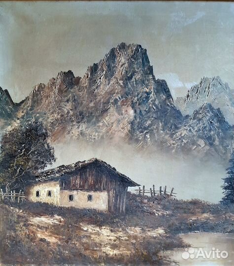 Картина. Необычный горный пейзаж. Европа сер 20в