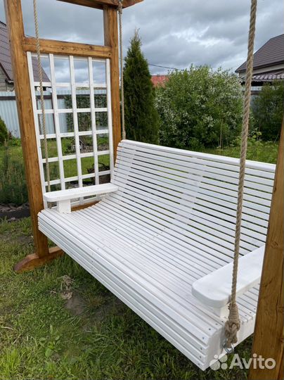 Качель-пергола садовая из натурального дерева