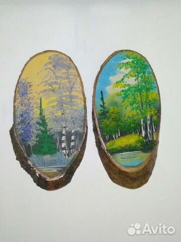 Панно на срезе дерева