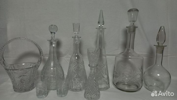 Графины СССР, хрусталь, стекло, Корзинка
