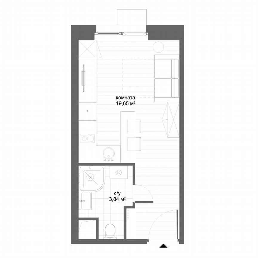 Апартаменты-студия, 23,5 м², 12/21 эт.