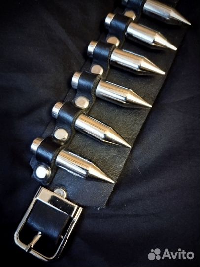 Новый кожаный браслет - патронташ из чепрака