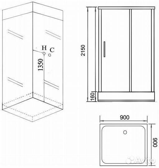 Душевая кабина grossman GR261 (90x90x215)