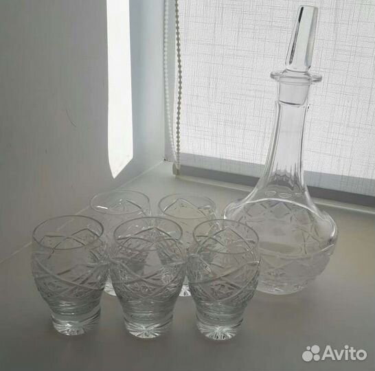 Графин, стопки и стаканы - хрусталь