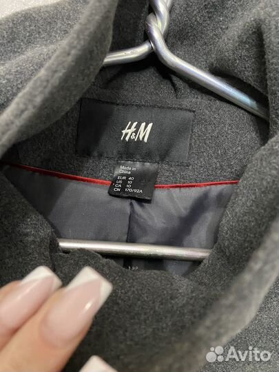 Пальто серое h&m размер 42-44 демисизон