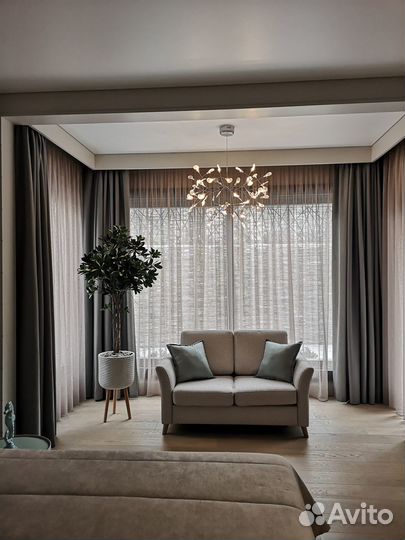 Пошив штор, монтаж карнизов и жалюзи, навеска штор