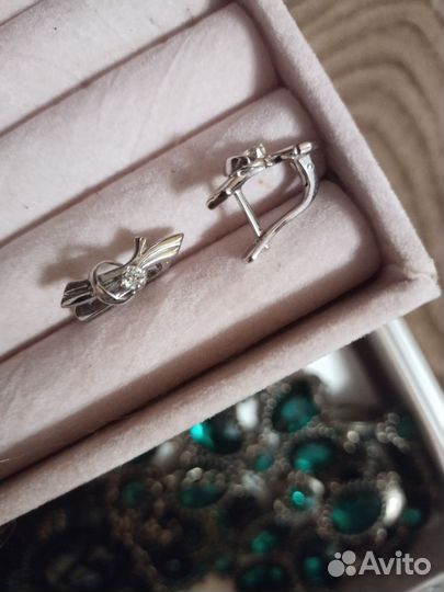 Серьги белое золото с бриллиантами