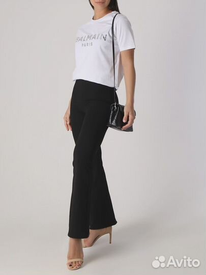 Футболка хлопковая с принтом Balmain