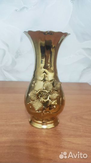 Фарфоровый подсвечник и ваза золотые