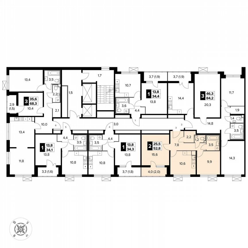 2-к. квартира, 52,8 м², 10/14 эт.