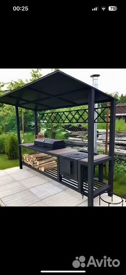 Мангал с крышей лофт