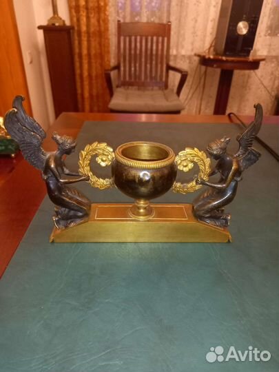 Чернильница старинная бронза