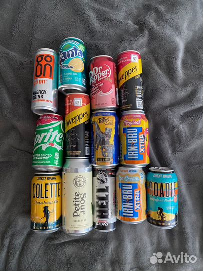 Пустые коллекционные банки из под напитков