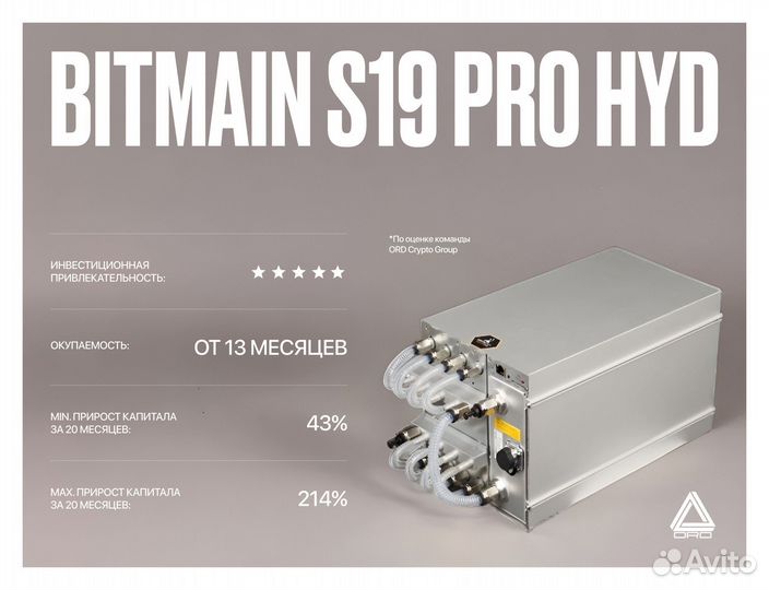 Асик майнер Bitmain S19 PRO HYD 184 HT/S