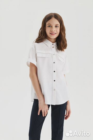 Блузка рубашка, silver spoon, 140