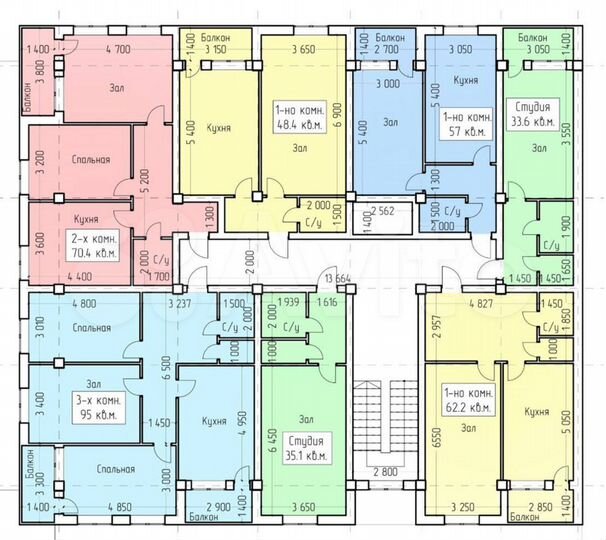 2-к. квартира, 70,4 м², 2/12 эт.