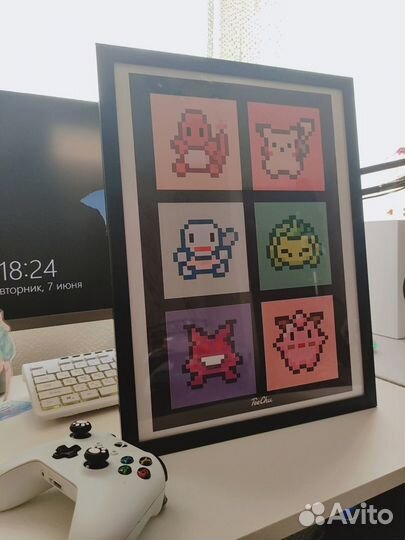 Картина по франшизе pokemon в стиле pixel art