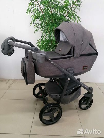 Коляска 2в1 Adamex Barcelona (серый лен)