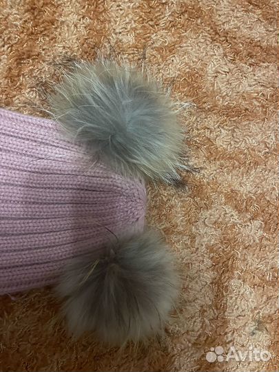 Пампоны 2 шт для шапки натуральный мех