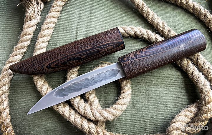 Якутский нож с деревянным чехлом из стали к340